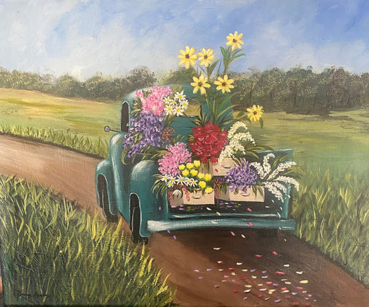 Springtime Flower Truck 16x20